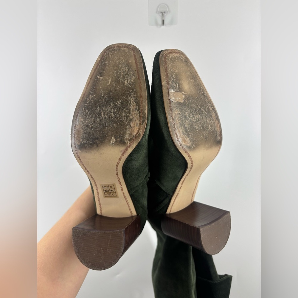 Karl Lagerfeld Razo Over the Knee Tie Suede Block Heeled Boots Green 10 - Picture 6 of 6